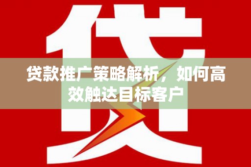 宝兴贷款推广策略解析，如何高效触达目标客户